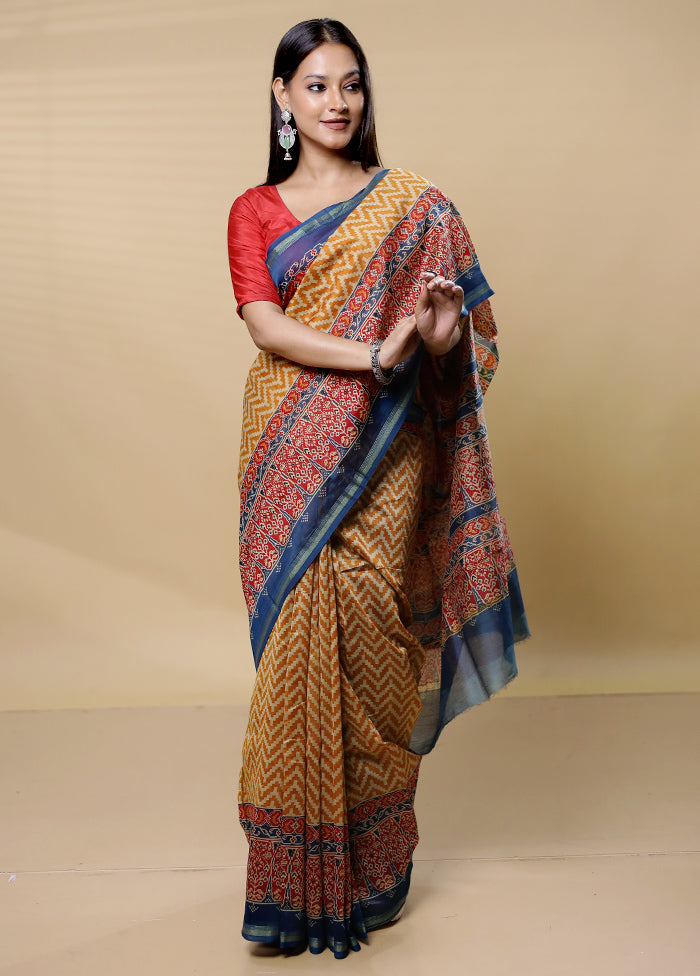 Purple Chanderi Cotton Saree With Blouse Piece