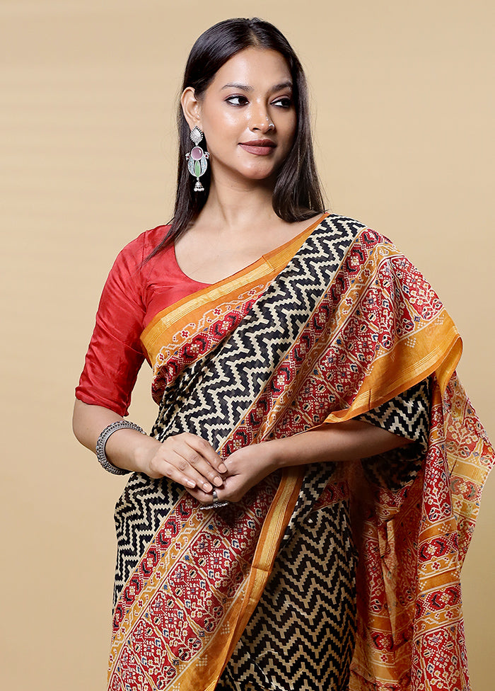 Grey Chanderi Cotton Saree With Blouse Piece