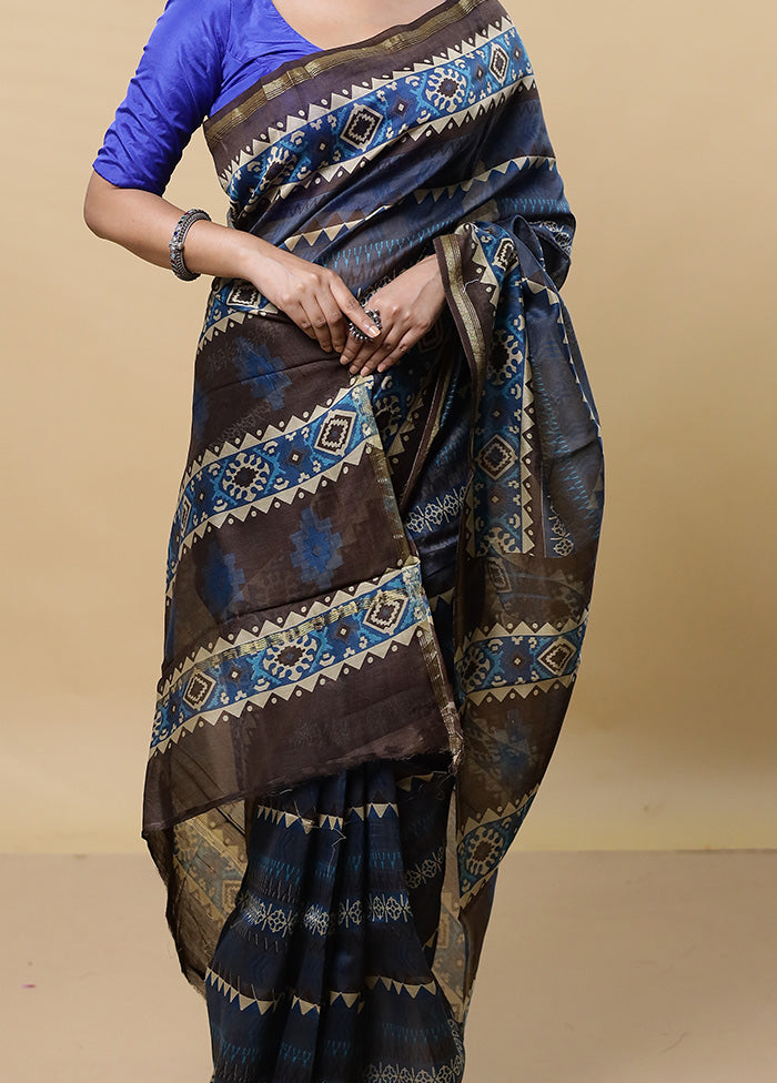 Cream Chanderi Cotton Saree With Blouse Piece