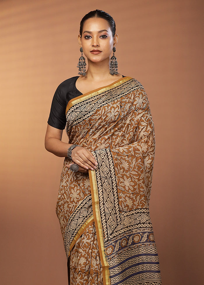 Yellow Chanderi Silk Saree With Blouse Piece