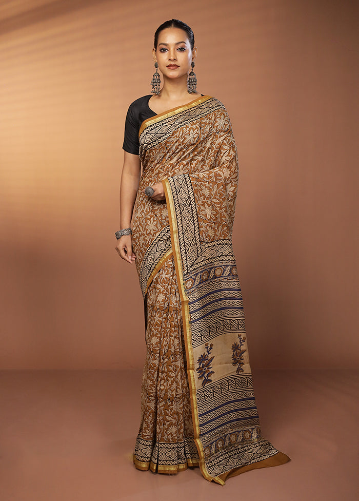 Yellow Chanderi Silk Saree With Blouse Piece