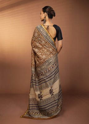 Yellow Chanderi Silk Saree With Blouse Piece