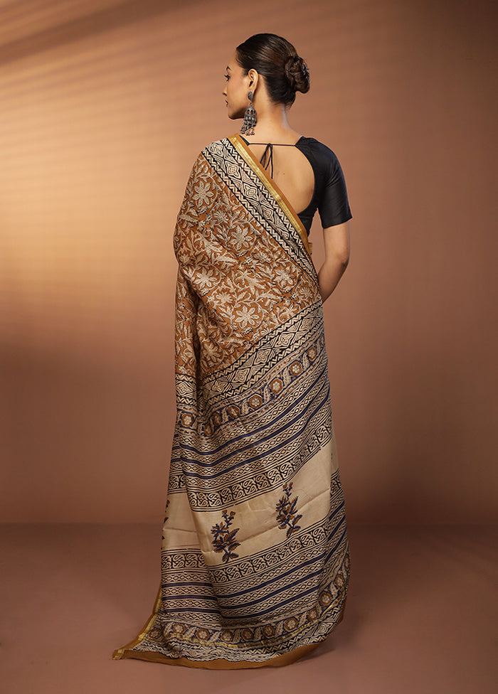 Yellow Chanderi Silk Saree With Blouse Piece