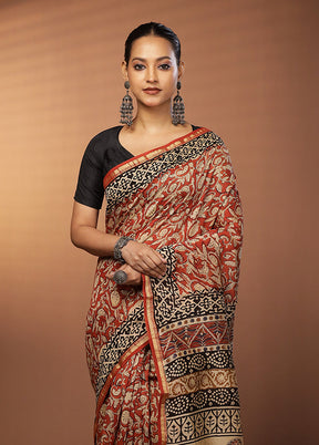 Red Chanderi Silk Saree With Blouse Piece