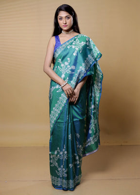 Green Pure Bishnupuri Silk Saree Without Blouse Piece