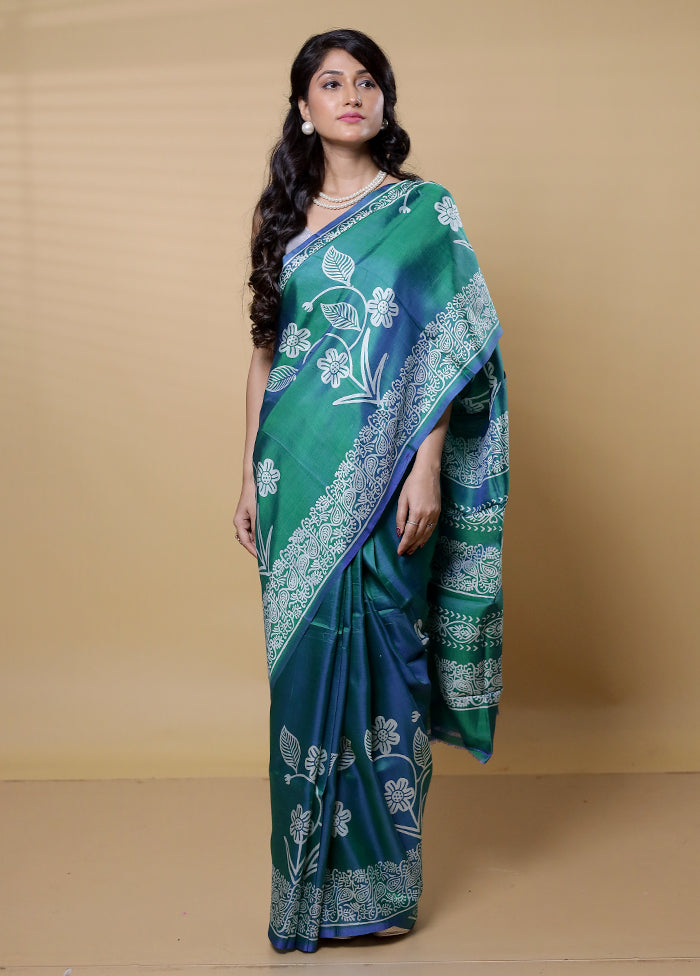 Green Pure Bishnupuri Silk Saree Without Blouse Piece