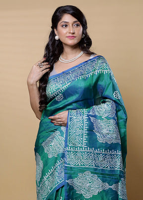 Green Pure Bishnupuri Silk Saree Without Blouse Piece