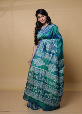 Green Pure Bishnupuri Silk Saree Without Blouse Piece