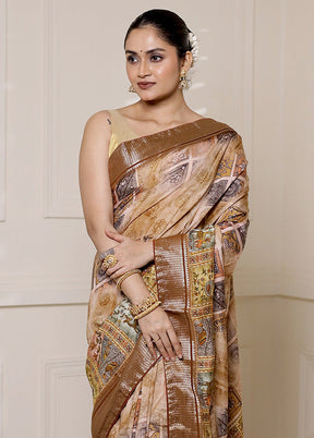 Cream Dupion Silk Saree With Blouse Piece