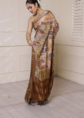 Cream Dupion Silk Saree With Blouse Piece