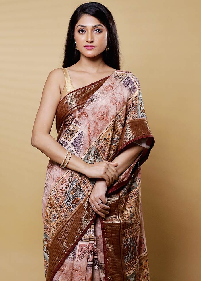 Pink Dupion Silk Saree With Blouse Piece