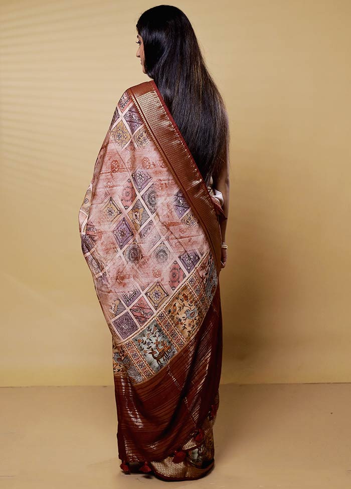 Pink Dupion Silk Saree With Blouse Piece