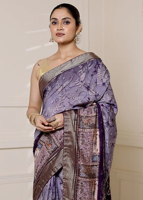 Purple Dupion Silk Saree With Blouse Piece