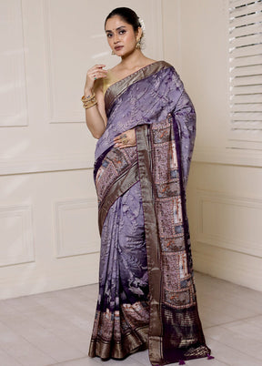 Purple Dupion Silk Saree With Blouse Piece