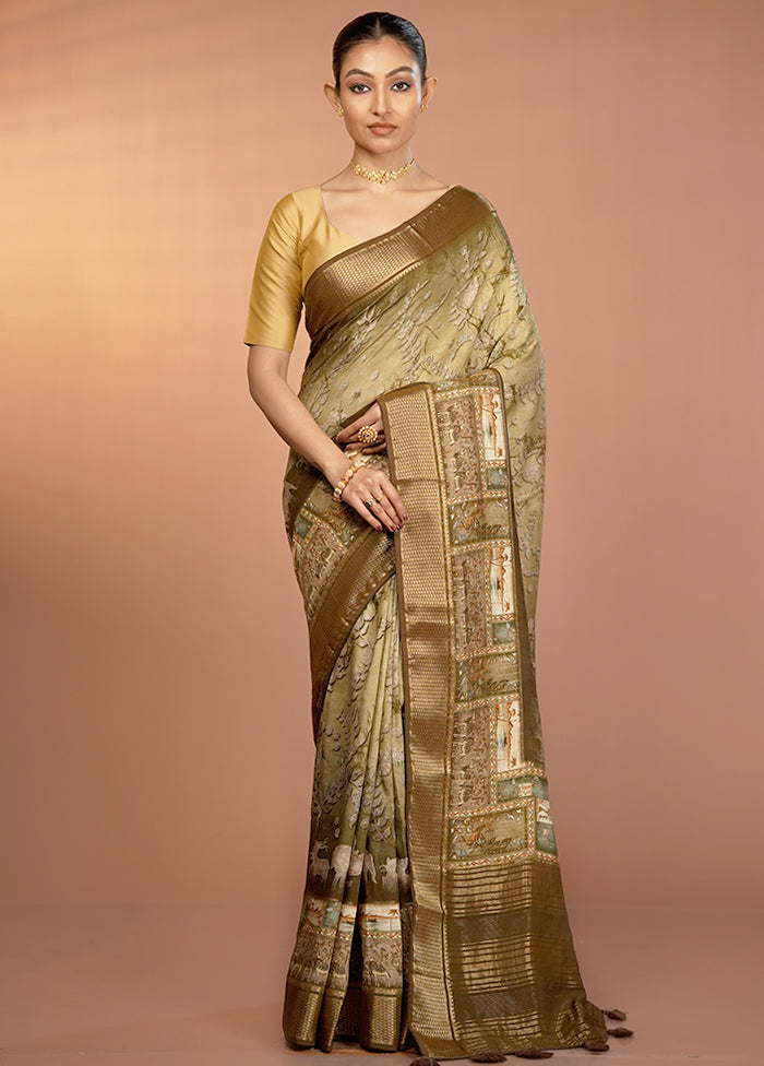 Brown Dupion Silk Saree With Blouse Piece