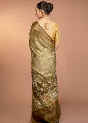 Brown Dupion Silk Saree With Blouse Piece