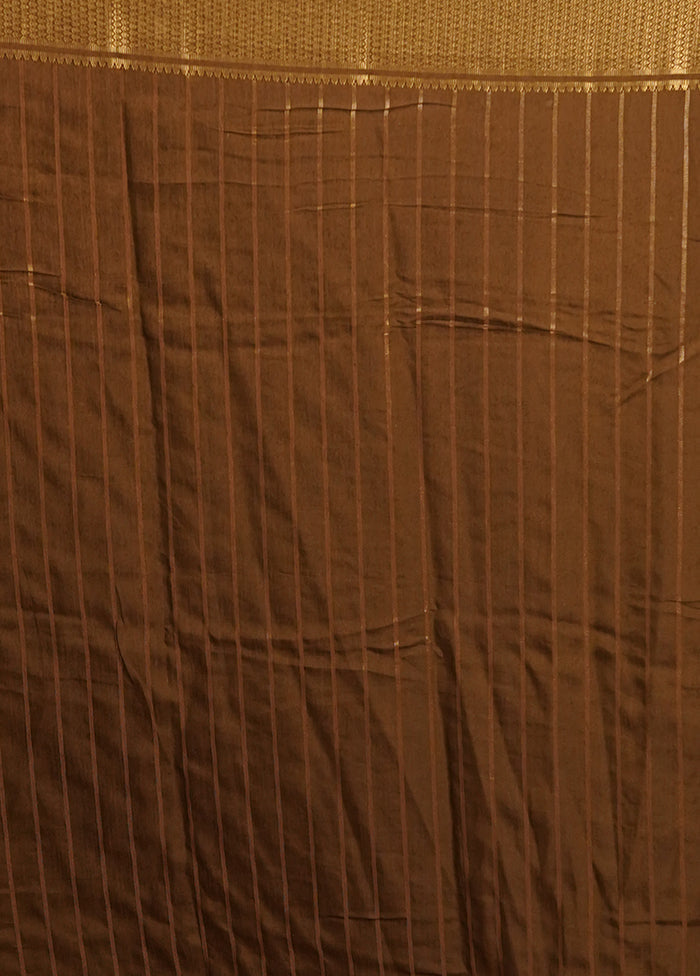 Brown Dupion Silk Saree With Blouse Piece