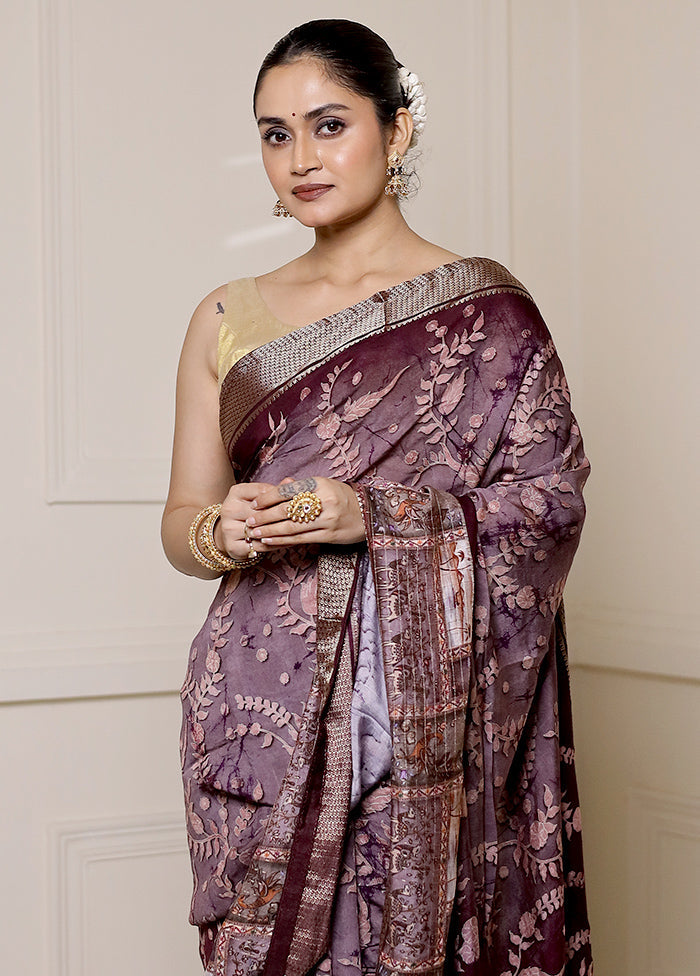 Maroon Dupion Silk Saree With Blouse Piece