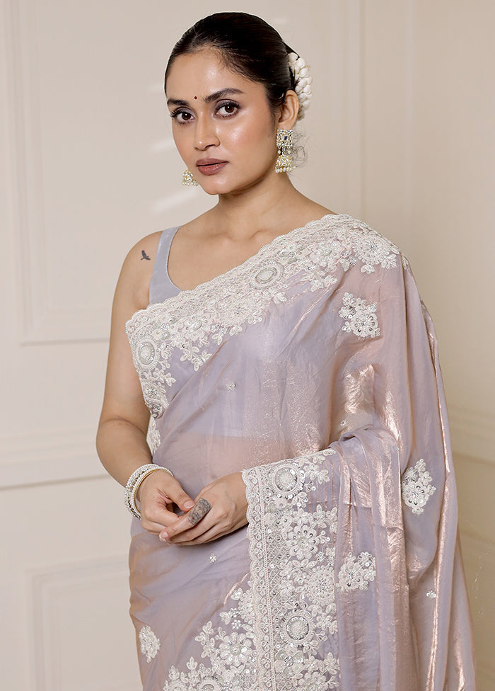 Grey Silk Saree With Blouse Piece