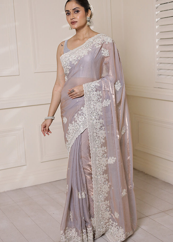 Grey Silk Saree With Blouse Piece