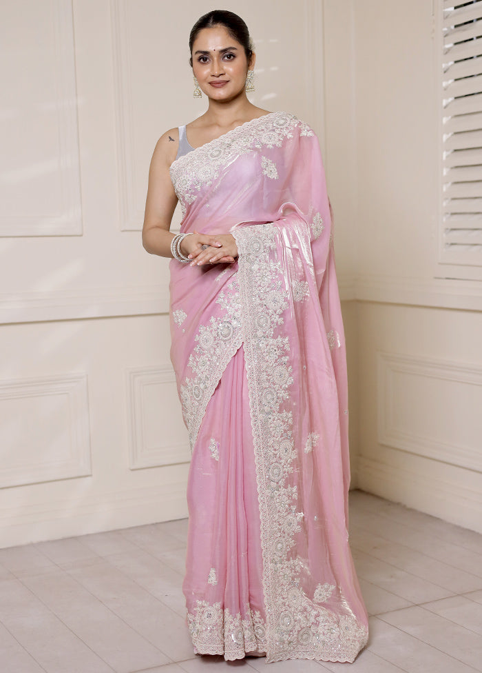 Pink Jimmy Choo Saree With Blouse Piece