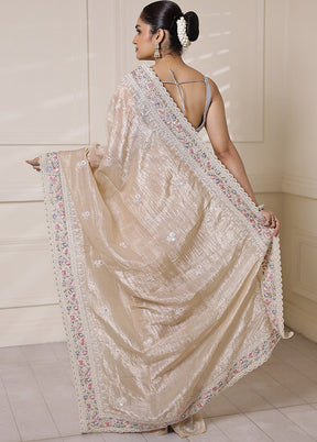 Cream Jimmy Choo Saree With Blouse Piece