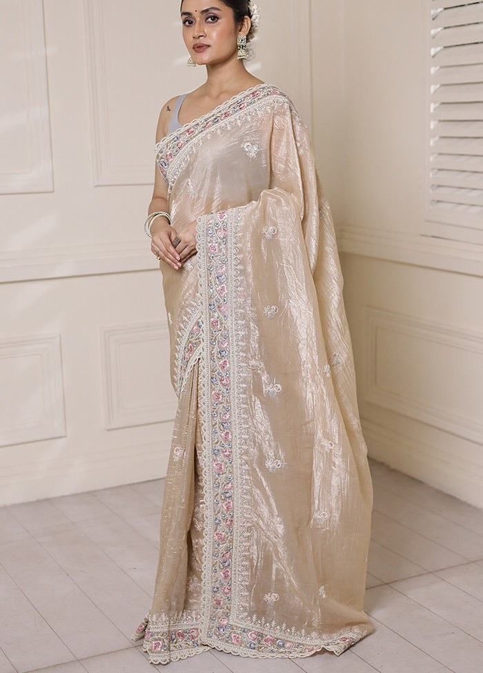 Cream Jimmy Choo Saree With Blouse Piece