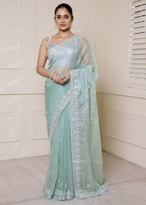 Green Jimmy Choo Saree With Blouse Piece