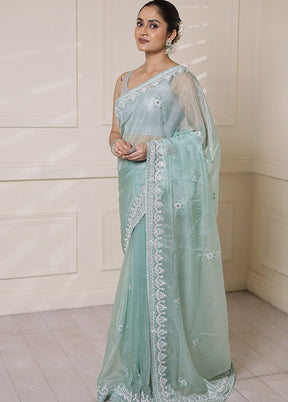 Green Jimmy Choo Saree With Blouse Piece