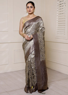 Cream Dupion Silk Saree With Blouse Piece