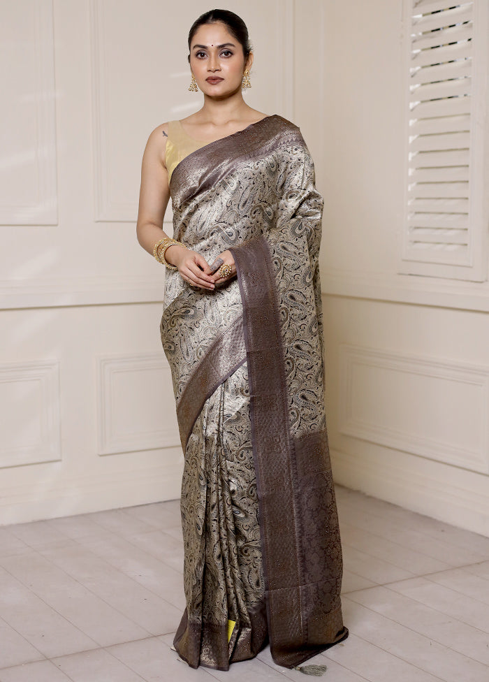 Cream Dupion Silk Saree With Blouse Piece