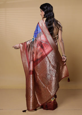 Rust Dupion Silk Saree With Blouse Piece