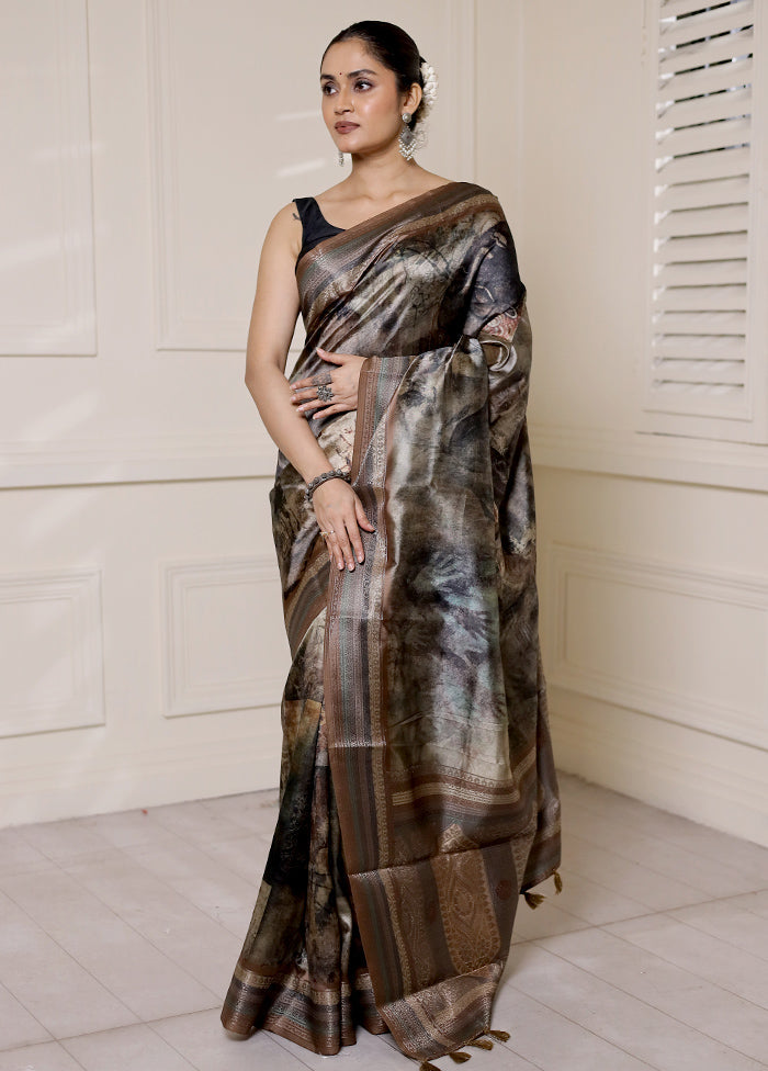 Green Dupion Silk Saree With Blouse Piece