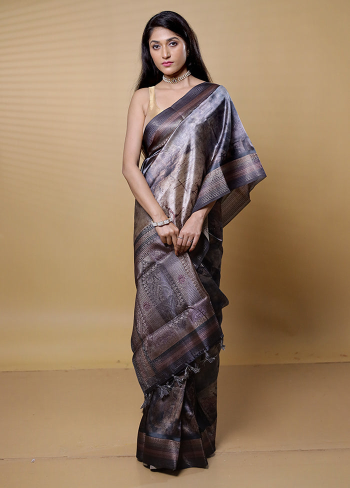 Multicolor Dupion Silk Saree With Blouse Piece