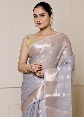 Grey Organza Saree With Blouse Piece