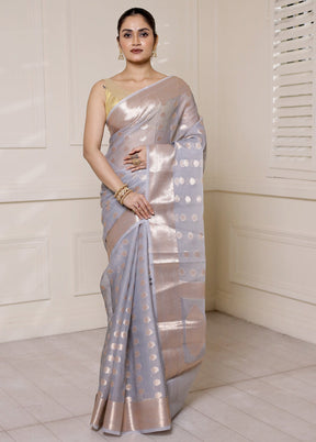 Grey Organza Saree With Blouse Piece