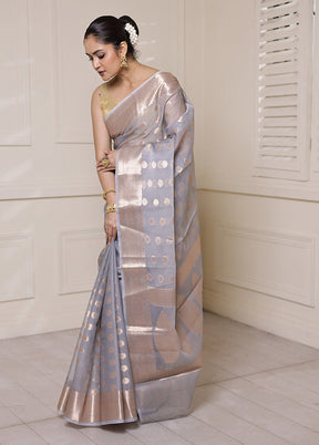 Grey Organza Saree With Blouse Piece