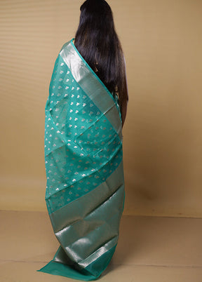 Green Organza Saree With Blouse Piece