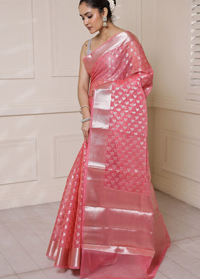 Pink Organza Saree With Blouse Piece