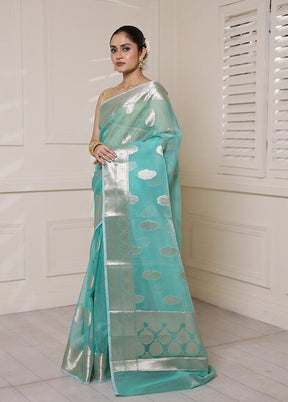 Green Organza Saree With Blouse Piece