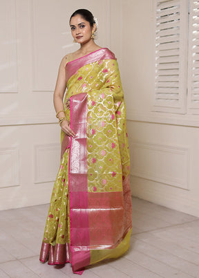 Green Organza Saree With Blouse Piece