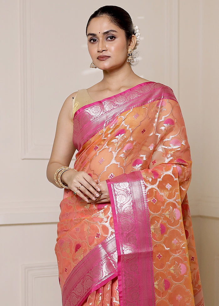 Pink Organza Saree With Blouse Piece