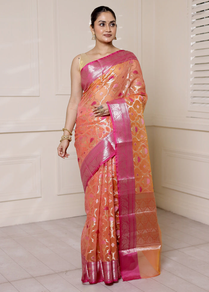 Pink Organza Saree With Blouse Piece