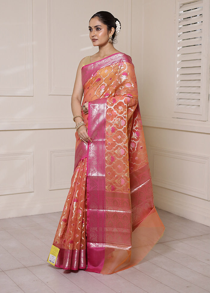 Pink Organza Saree With Blouse Piece