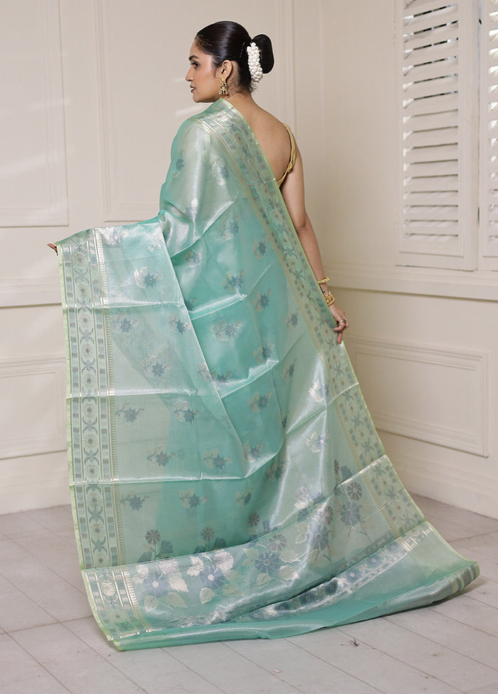 Green Tissue Silk Saree With Blouse Piece