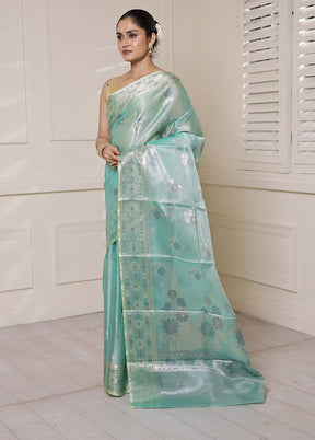 Green Tissue Silk Saree With Blouse Piece