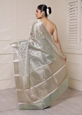 Green Tissue Silk Saree With Blouse Piece