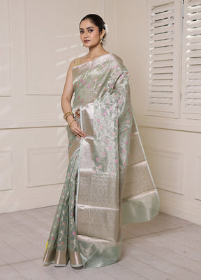 Green Tissue Silk Saree With Blouse Piece