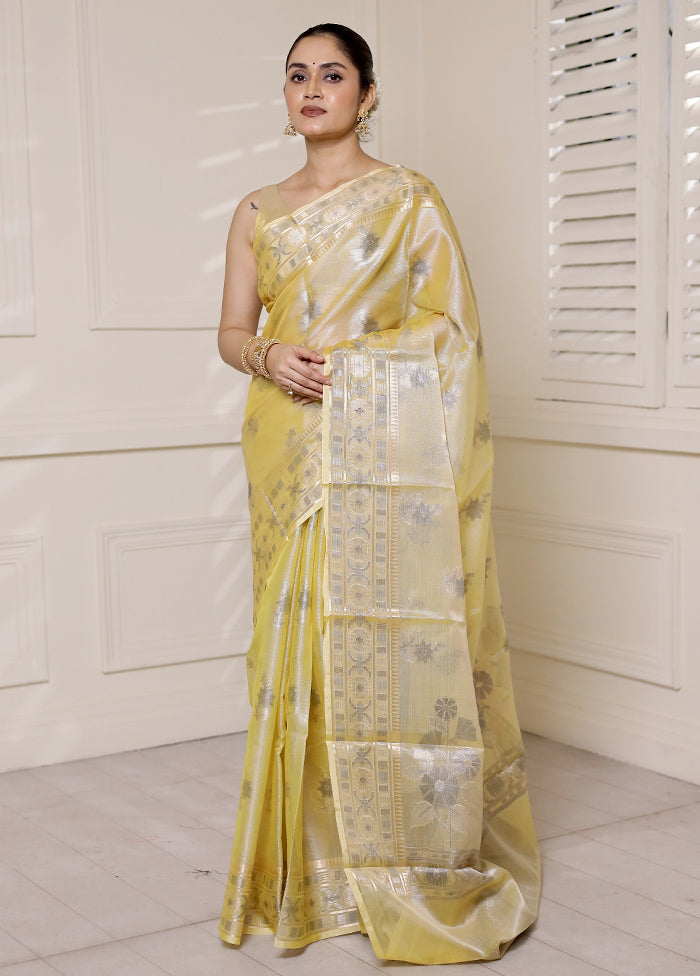 Cream Tissue Silk Saree With Blouse Piece