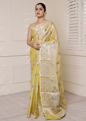 Cream Tissue Silk Saree With Blouse Piece